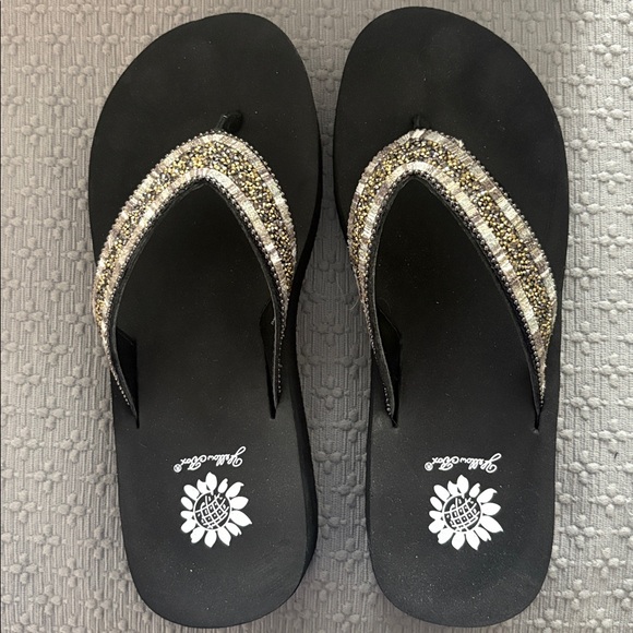 Yellow Box Beaded Flip Flops - Picture 1 of 3